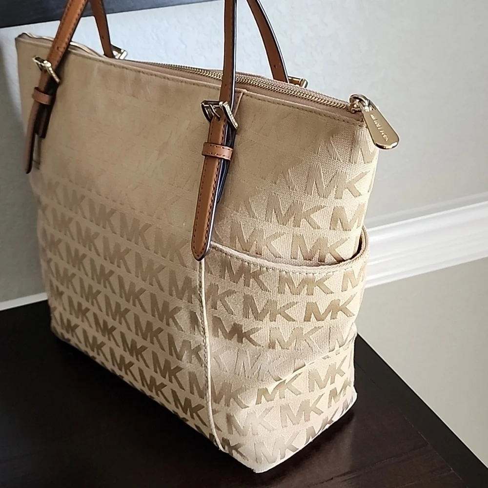Michael Kors Monogramed Canvas Medium Size Tote/Shoulder Bag
